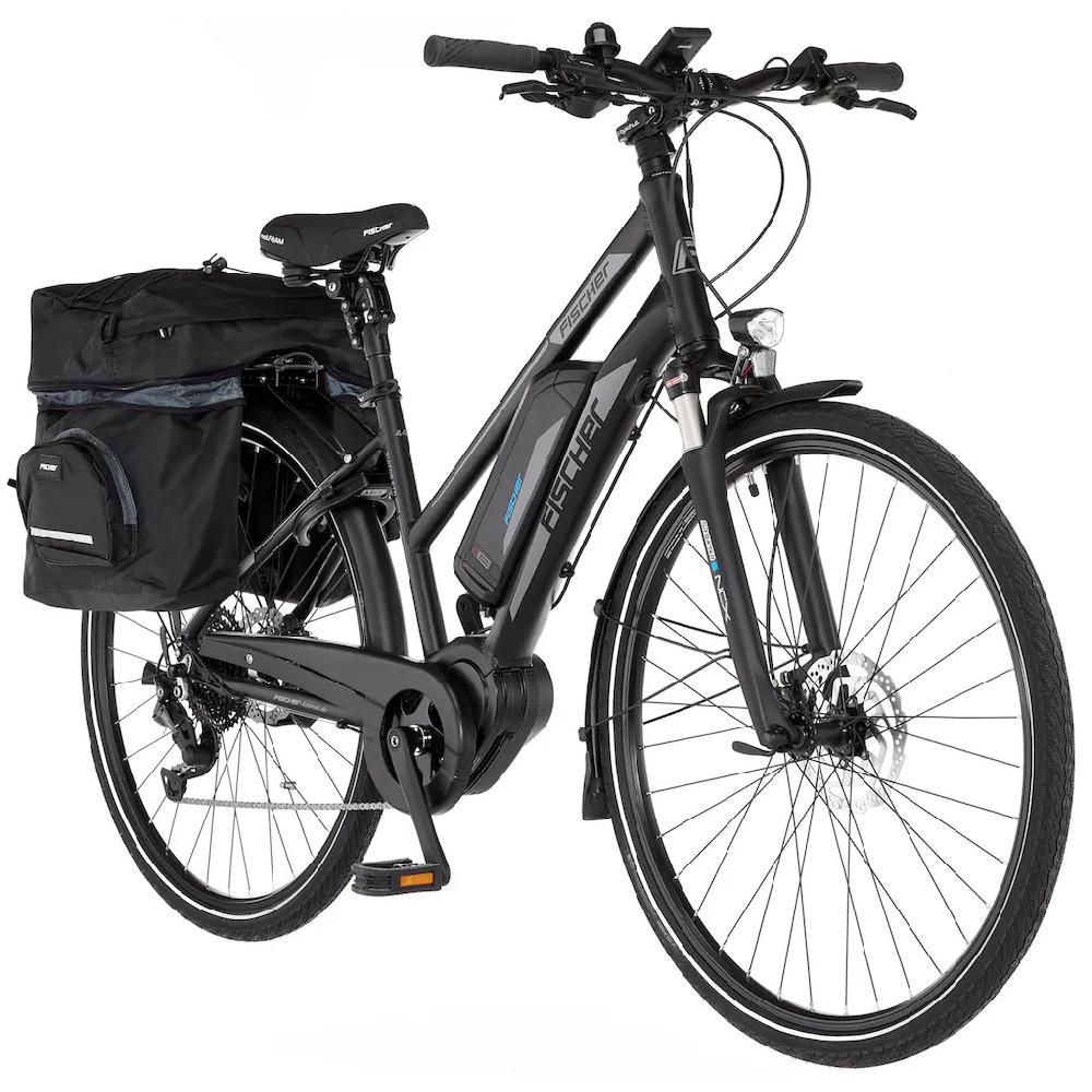 FISCHER Fahrrad E-Bike »VIATOR ETD 1861 557« 10 Gang Shimano Deore Mittelmotor 250 W (mit Gepäckträgertasche) Pedelec Elektrofahrrad für Damen Trekkingrad auf Rechnung Nur noch ein Tag übrig