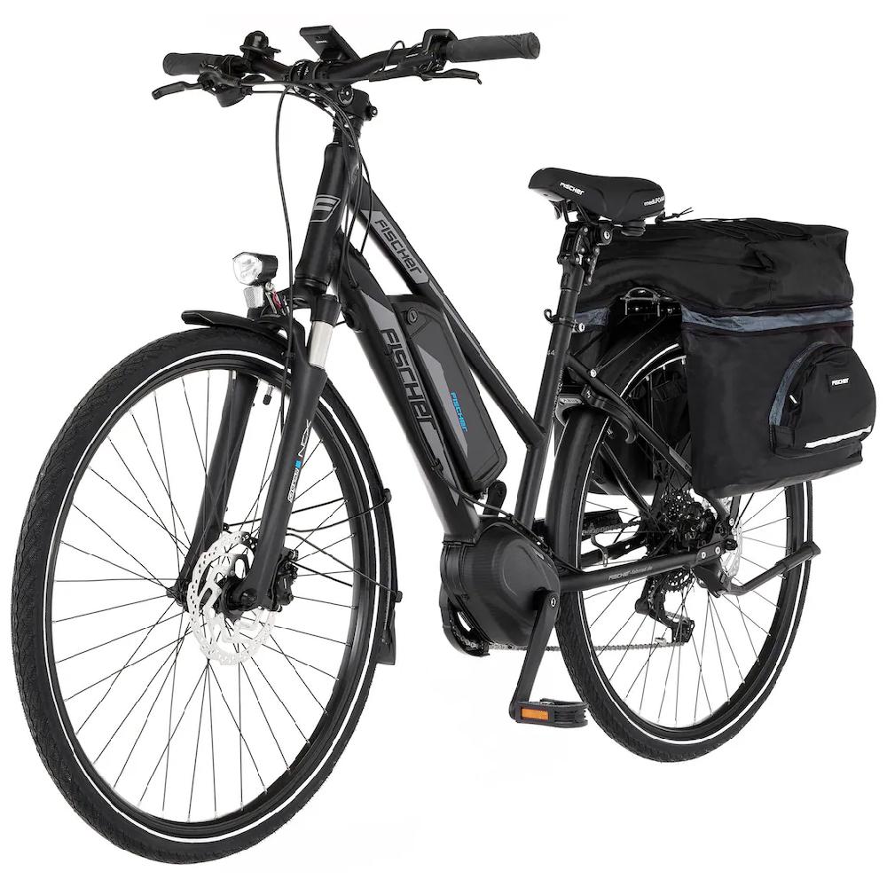 FISCHER Fahrrad E-Bike »VIATOR ETD 1861 557« 10 Gang Shimano Deore Mittelmotor 250 W (mit Gepäckträgertasche) Pedelec Elektrofahrrad für Damen Trekkingrad auf Rechnung Nur noch ein Tag übrig