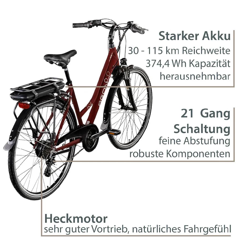 AGON E-Bike »Avesa« 21 Gang Heckmotor 250 W Pedelec Elektrofahrrad für Damen u. Herren Trekkingrad auf Rechnung Riesige Rabatte