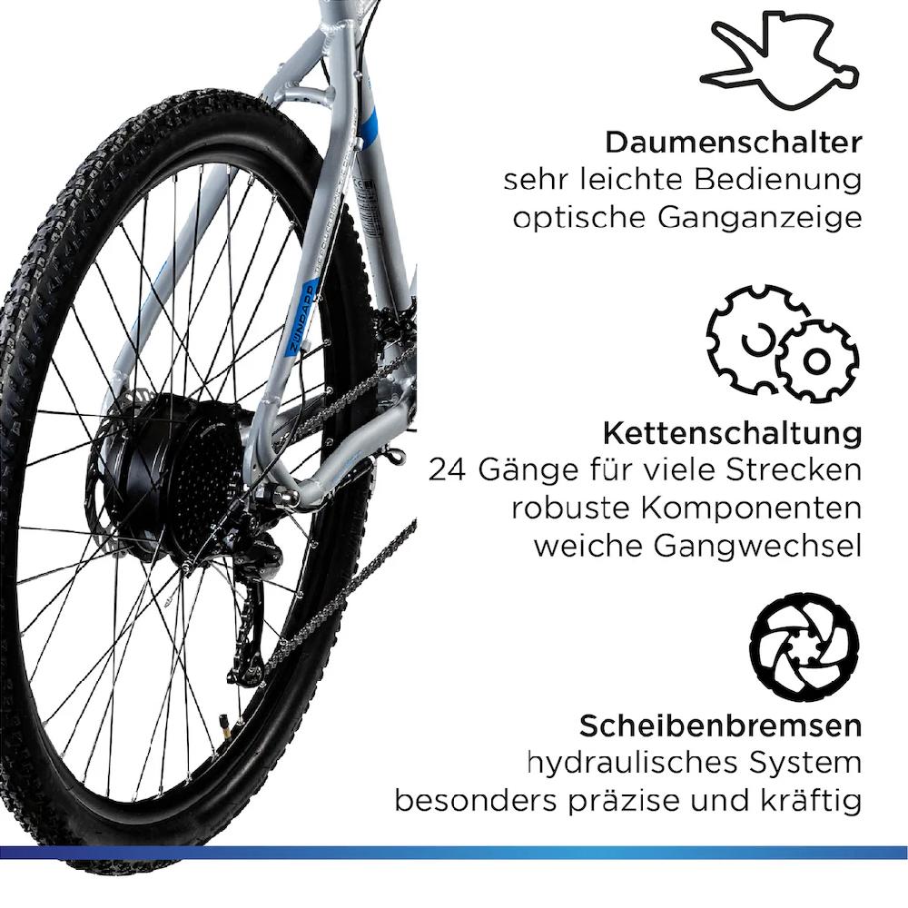 Zündapp E-Bike »Z808« 24 Gang Heckmotor 250 W Pedelec Elektrofahrrad für Damen u. Herren MTB Mountainbike auf Rechnung 50% Rabatt mit kostenlosem Versand