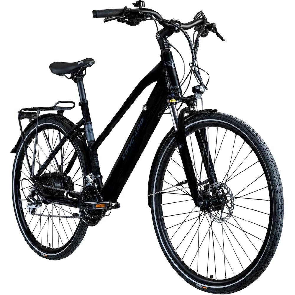 Zündapp E-Bike »Z810« 24 Gang Shimano Altus RD-M310 Heckmotor 250 W Pedelec Elektrofahrrad für Damen Trekkingrad auf Raten Kostenloser Versand international