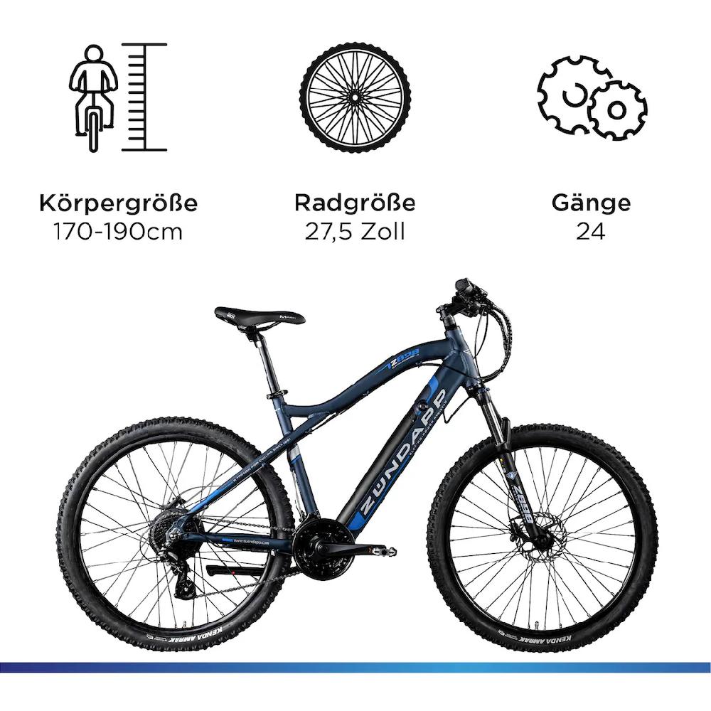 Zündapp E-Bike »Z898« 24 Gang Heckmotor 250 W E-Bike E Mountainbike 27 5 Zoll Pedelec 170 - 190 cm Hardtail MTB auf Rechnung kaufen Meist gekauft
