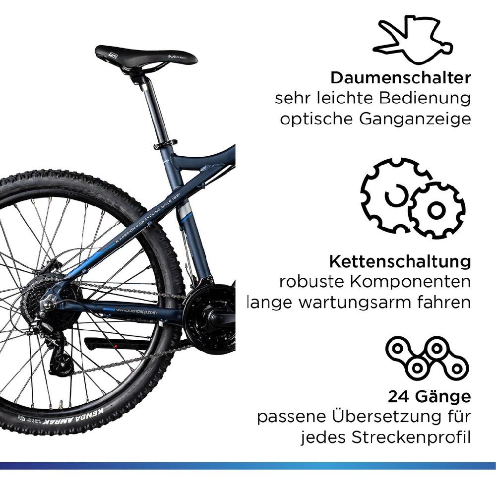 Zündapp E-Bike »Z898« 24 Gang Heckmotor 250 W E-Bike E Mountainbike 27 5 Zoll Pedelec 170 - 190 cm Hardtail MTB auf Rechnung kaufen Meist gekauft