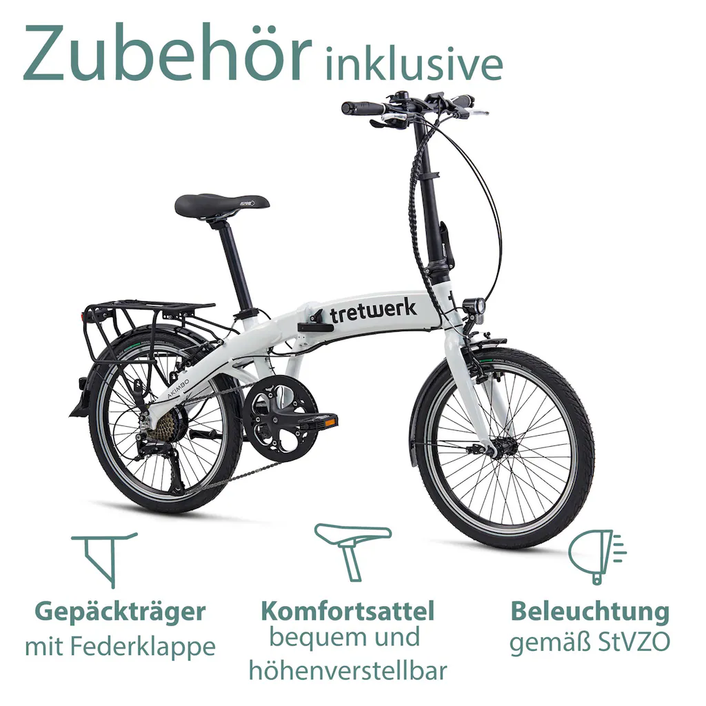 Tretwerk E-Bike »Akimbo« 8 Gang Shimano Acera M3020 SGS Heckmotor 250 W Pedelec Elektrofahrrad für Damen u. Herren Faltrad auf Rechnung online bestellen Flash Sale