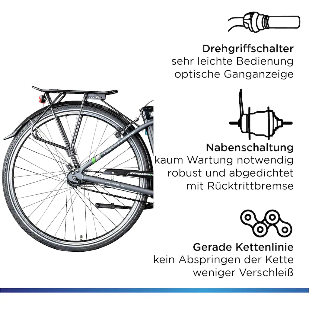 Zündapp E-Bike »Green 3.7« 7 Gang Frontmotor 250 W Pedelec Elektrofahrrad für Damen u. Herren Cityrad auf Rechnung kaufen Saisonale Angebote