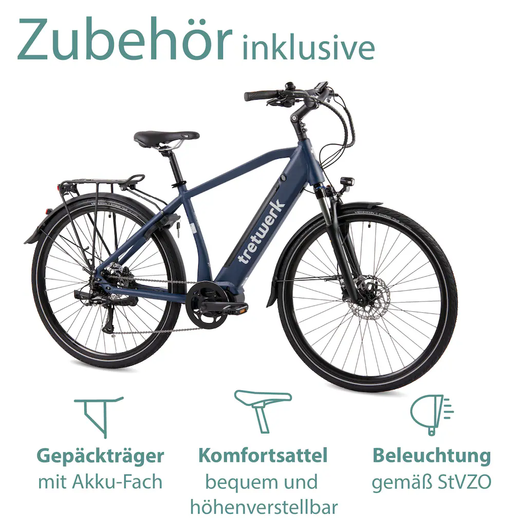 Tretwerk E-Bike »Sonic« 8 Gang Shimano Acera M3020 SGS Mittelmotor 250 W Pedelec Elektrofahrrad für Damen u. Herren Trekkingrad auf Rechnung Tiefpreis