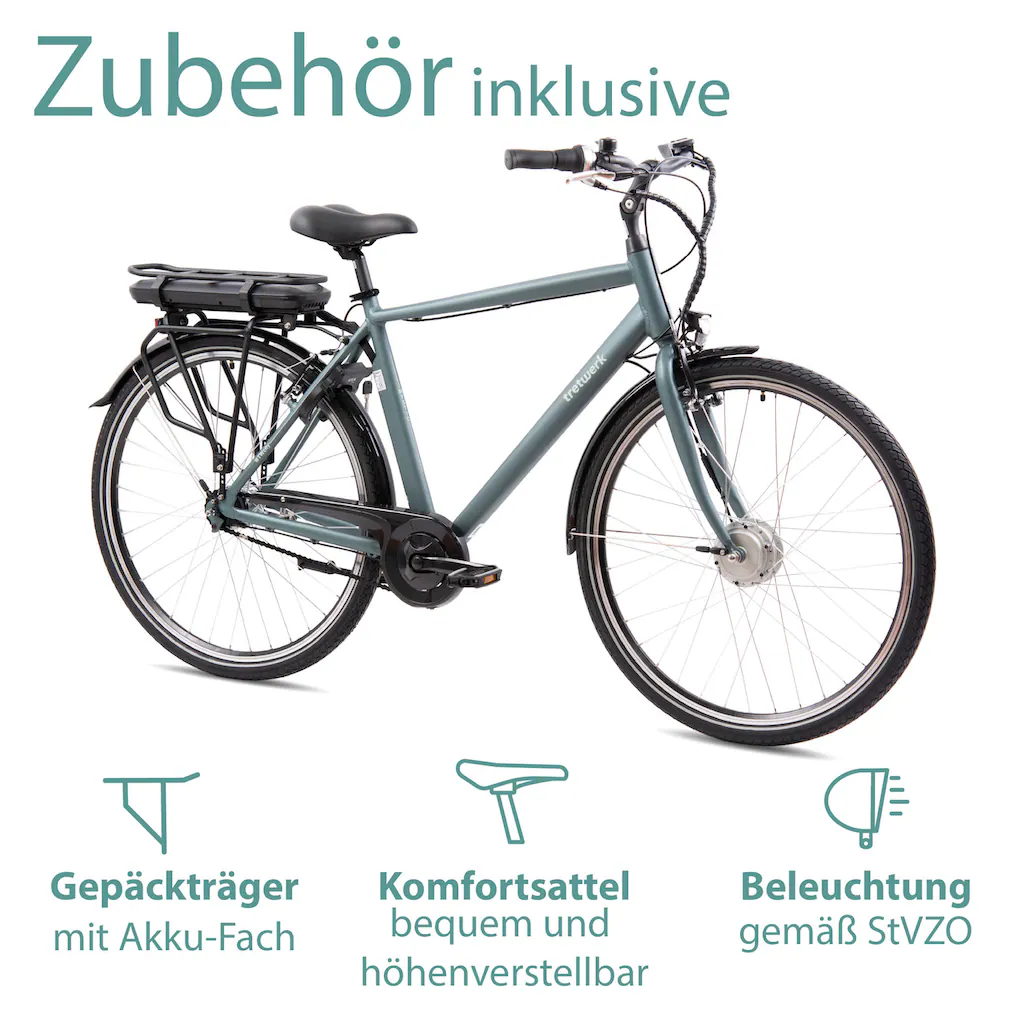 Tretwerk E-Bike »Mystic« 7 Gang Frontmotor 250 W Pedelec Elektrofahrrad für Damen u. Herren Trekkingrad auf Rechnung Letzte 2 Tage