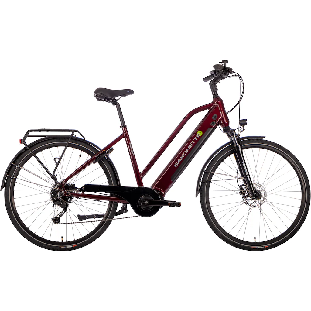 SAXONETTE E-Bike »Deluxe Sport Lady« 9 Gang Shimano Alivio Mittelmotor 250 W Pedelec Elektrofahrrad für Damen u. Herren Cityrad auf Rechnung kaufen Letzter Tag