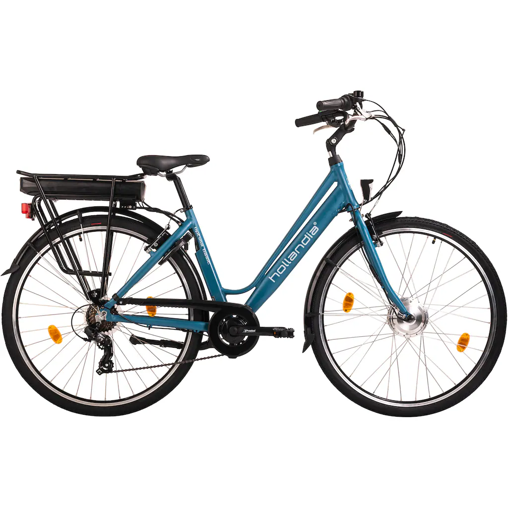 Hollandia E-Bike »Optima Basic« 7 Gang Shimano Tourney Frontmotor 250 W Pedelec Elektrofahrrad für Damen u. Herren Cityrad Bis zu 50% Rabatt