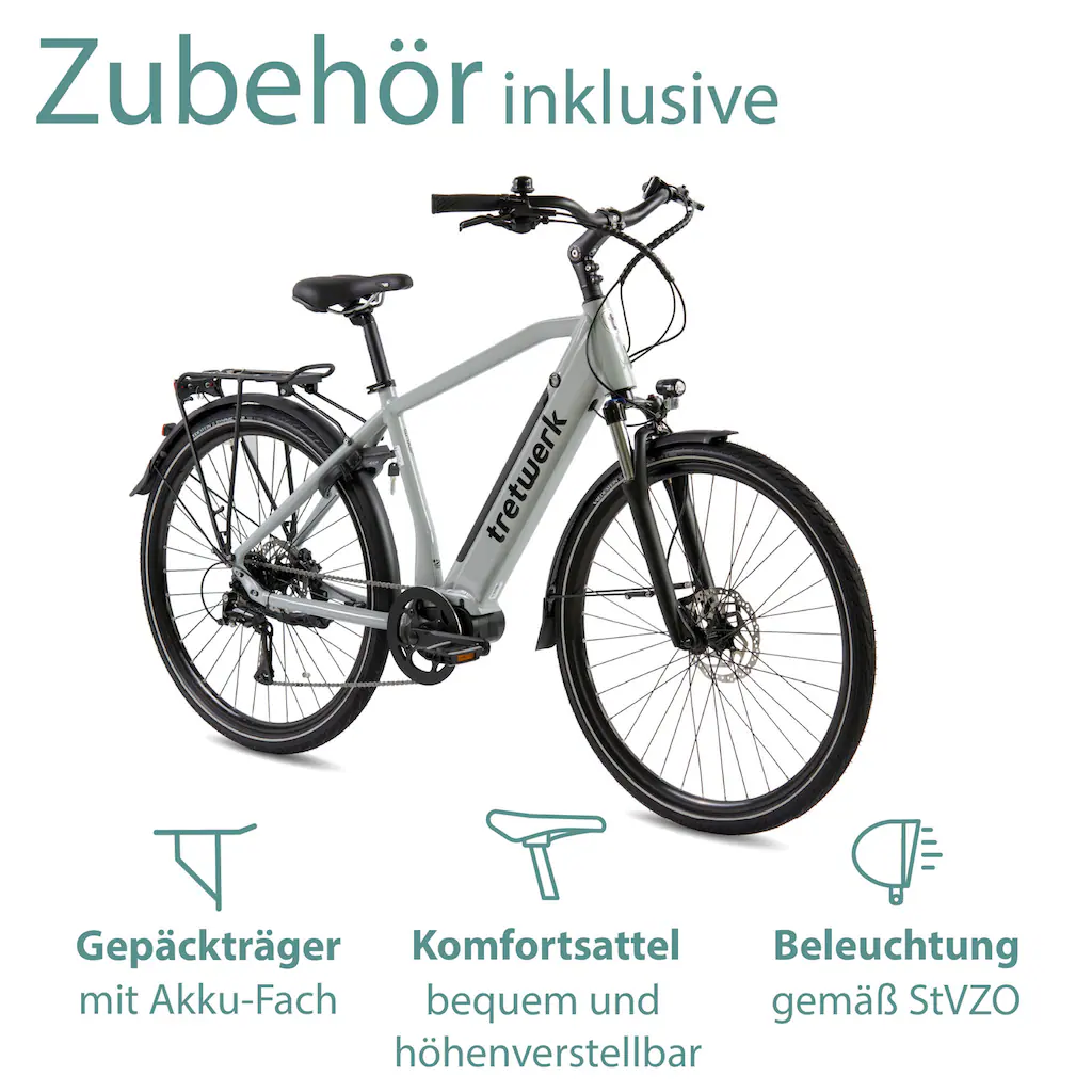 Tretwerk E-Bike »Sonic« 8 Gang Shimano Acera M3020 SGS Mittelmotor 250 W Pedelec Elektrofahrrad für Damen u. Herren Trekkingrad Sonderangebot der Fabrik