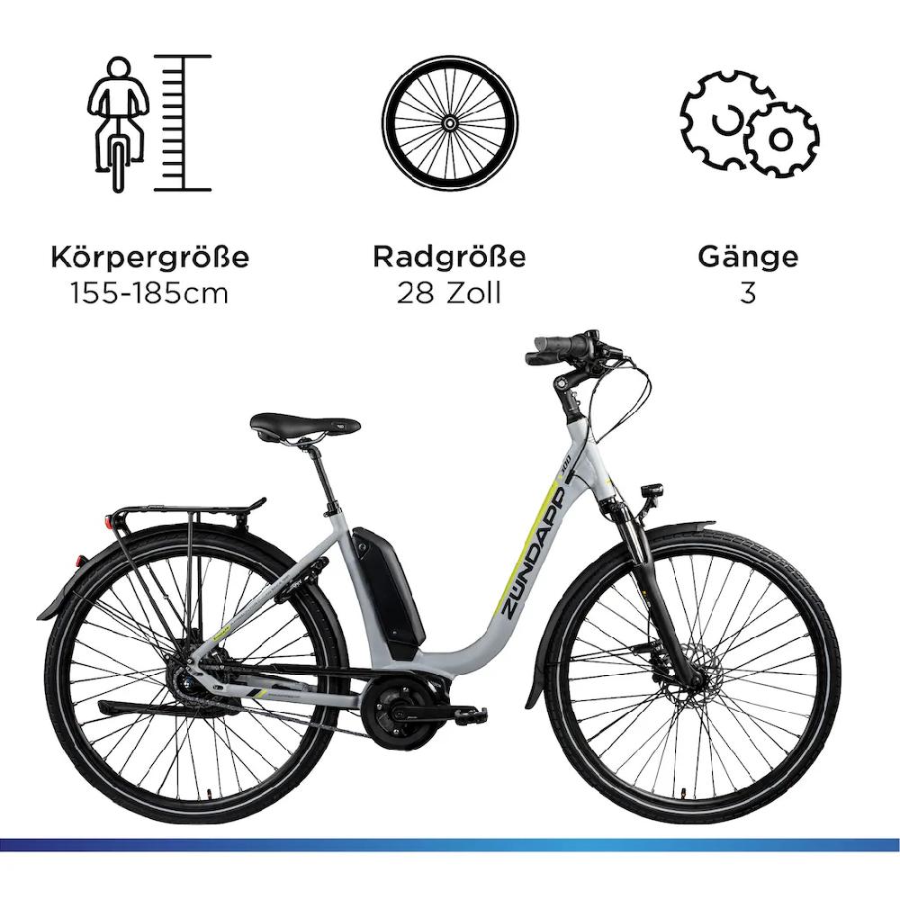 Zündapp E-Bike »X300« 7 Gang Shimano Nexus Mittelmotor 250 W Pedelec Elektrofahrrad für Damen u. Herren Cityrad Begrenzt auf 3 Tage