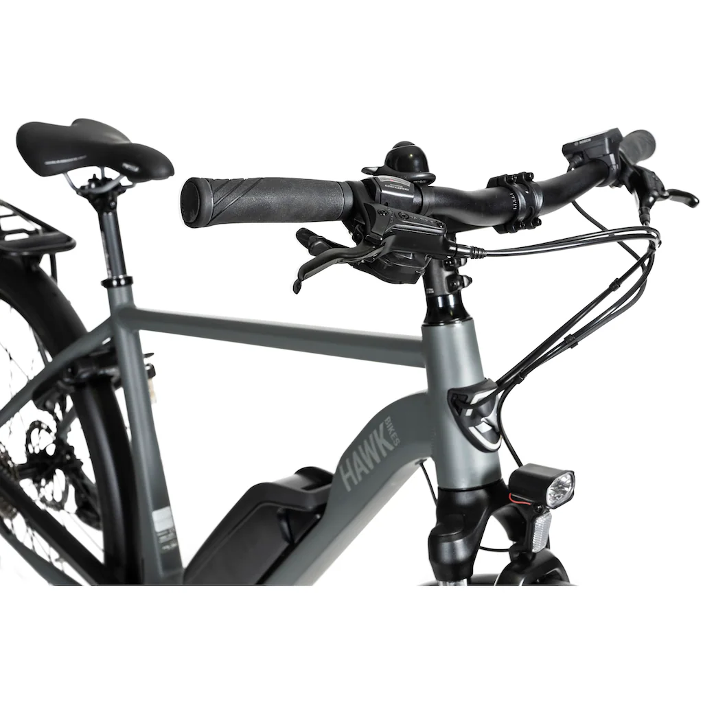 HAWK Bikes E-Bike »E-Trekking 500 Gent« 10 Gang Shimano Deore Mittelmotor 250 W Pedelec Elektrofahrrad für Damen u. Herren Trekkingrad auf Rechnung Black Friday Preise