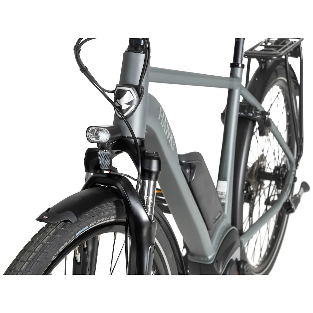HAWK Bikes E-Bike »E-Trekking 500 Gent« 10 Gang Shimano Deore Mittelmotor 250 W Pedelec Elektrofahrrad für Damen u. Herren Trekkingrad auf Rechnung Black Friday Preise