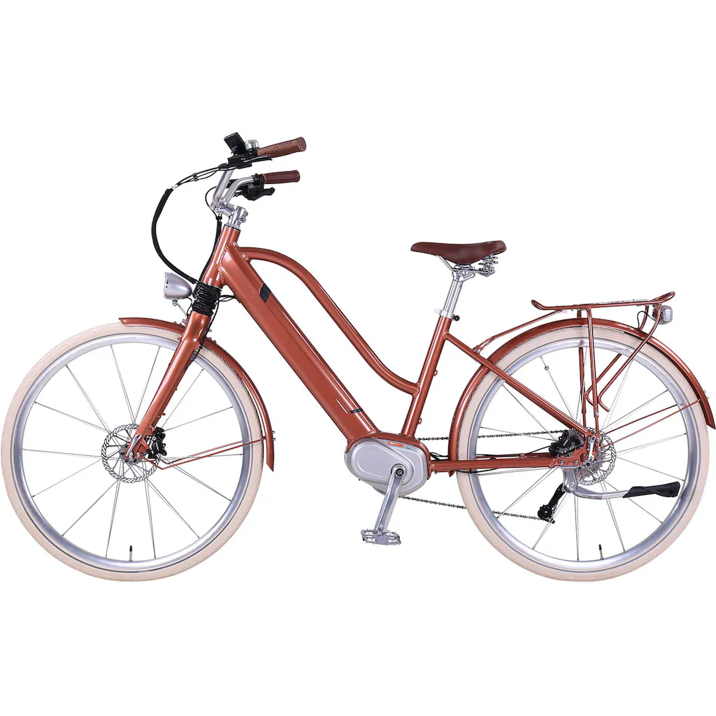 eGO Movement E-Bike »Classic 25 Cleopatra Trapez 45 cm Bronze 28"« 10 Gang Shimano Deore Mittelmotor 250 W Pedelec Elektrofahrrad für Damen u. Herren Cityrad auf Raten Fabrikverkauf