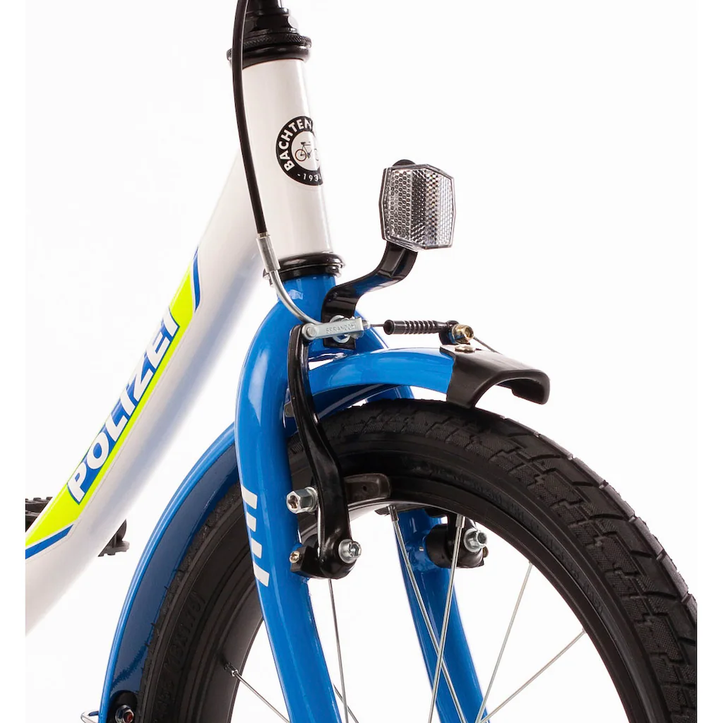 Bachtenkirch Kinderfahrrad »14" Kinderfahrrad "POLIZEI" kristall-weiß/blau/neon« 1 Gang ohne Schaltung Versandkostenfrei