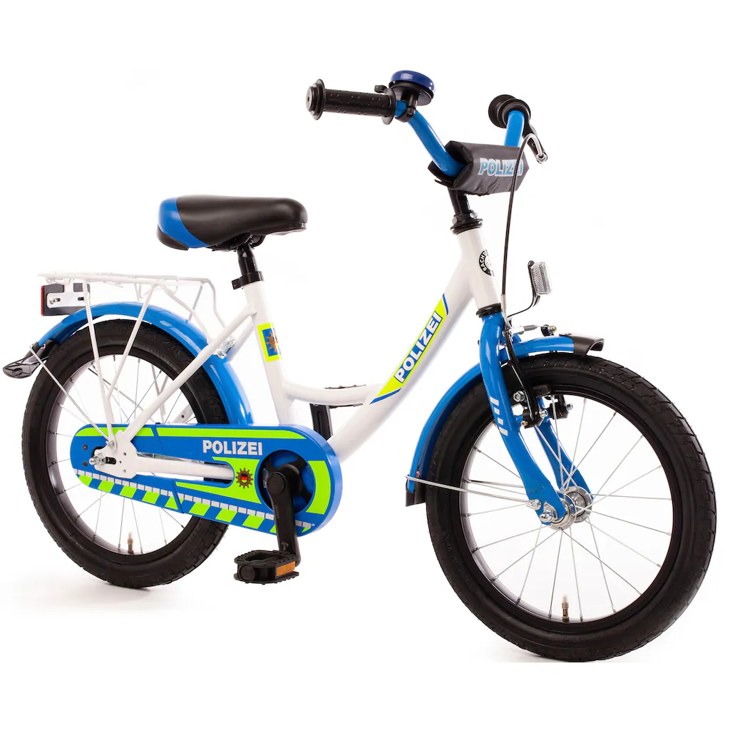 Bachtenkirch Kinderfahrrad »Kinderfahrrad "POLIZEI" kristall-weiß/blau/neon« 1 Gang ohne Schaltung auf Rechnung online bestellen Speichern exportieren