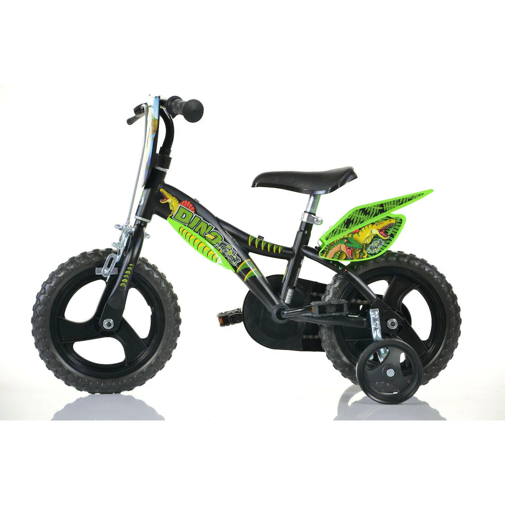 Dino Kinderfahrrad »Dinosaurier T-Rex 12 Zoll« 1 Gang mit Stützrädern Frontschild und coolen Schutzblechen auf Raten Cyber Monday