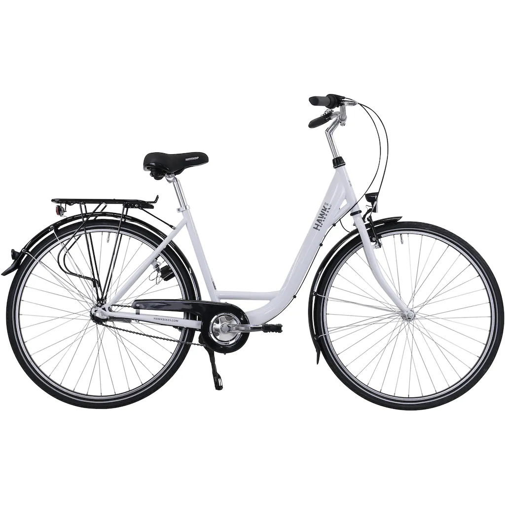 HAWK Bikes Cityrad »City Wave Premium White« 3 Gang Shimano Nexus Schaltwerk für Damen und Herren auf Rechnung bestellen Neueste Mode