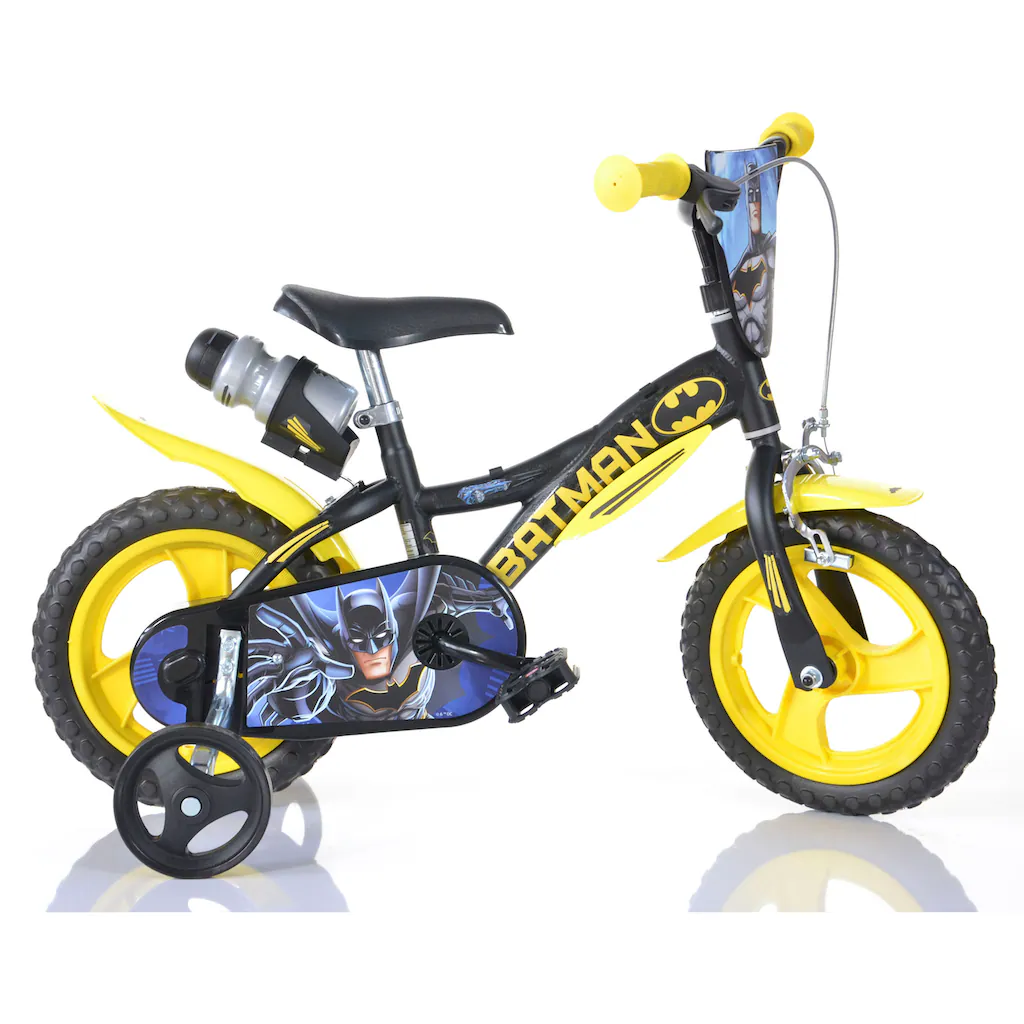 Dino Kinderfahrrad »Batman 12 Zoll« 1 Gang mit Stützrädern Trinkflasche und Frontschild