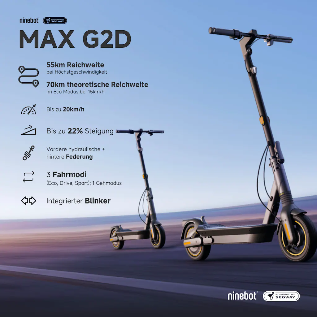 ninebot by Segway E-Scooter »KickScooter MAX G2 D« Electric Scooter mit Straßenzulassung bis zu 70 km Reichweite Online Shopping