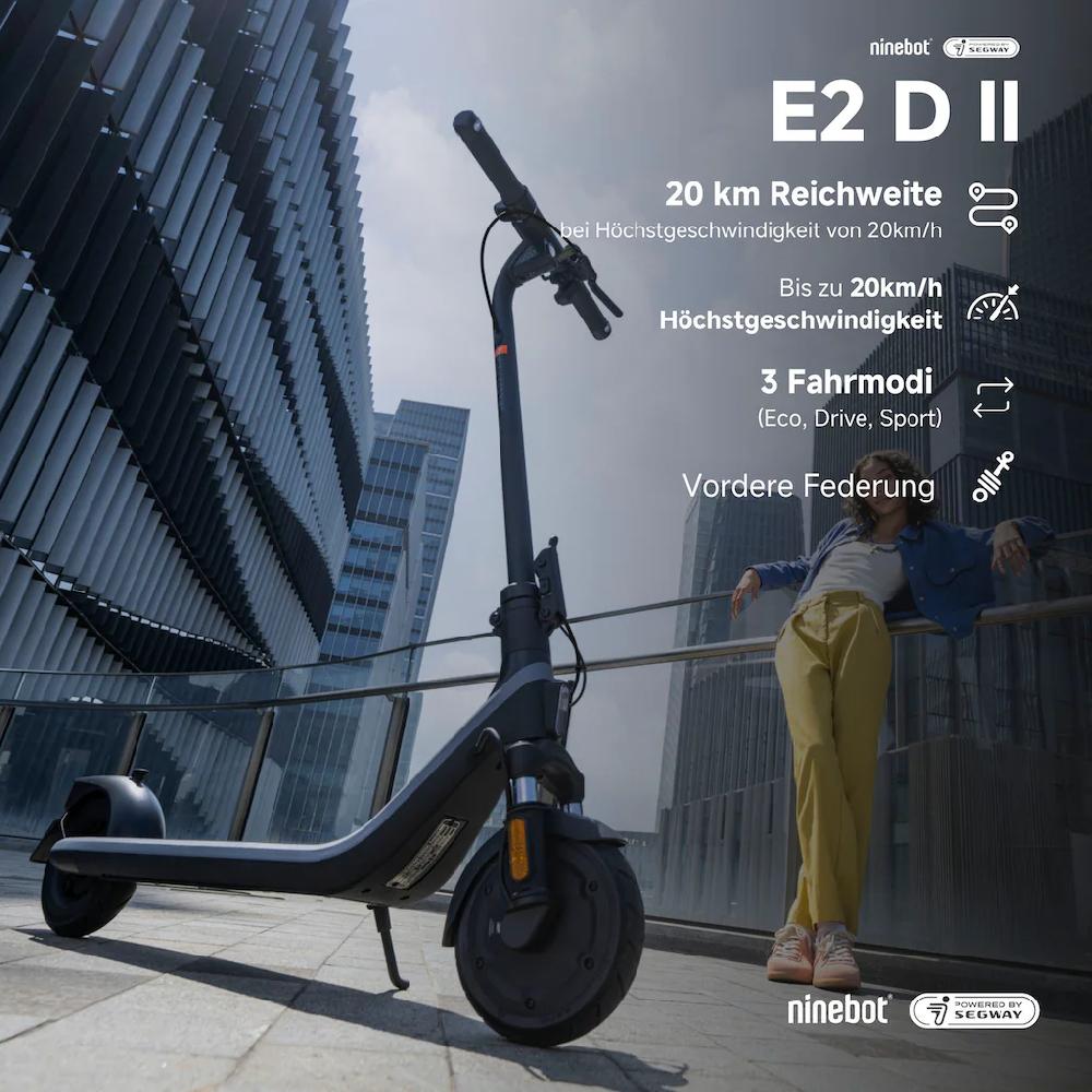ninebot by Segway E-Scooter »KickScooter E2 D II« Electric Scooter mit Straßenzulassung bis zu 25 km Reichweite Neueste Stile