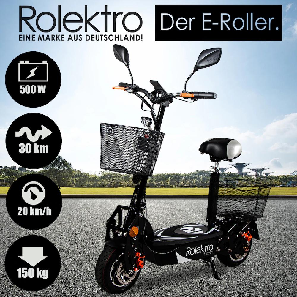 Rolektro E-Mofaroller »E-Joy 20 Schwarz 36V-12AH Blei-Gel Akku 500 Watt« bis zu 30 km Reichweite Bis zu 50% Rabatt